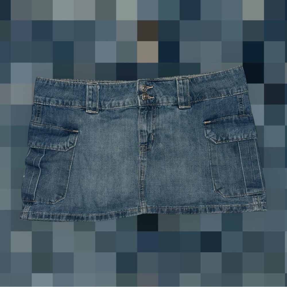 Denim cargo skirt